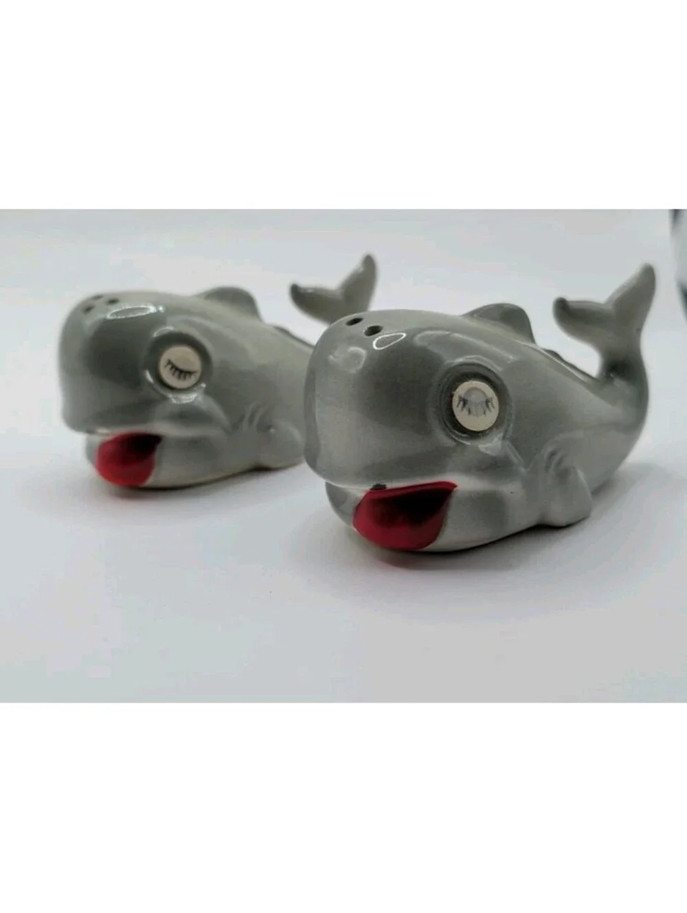 Vintage Japan  Whimsical Lenticular Eyes Whales Salt And Pepper Shakers